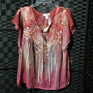 XL Dressbarn embellished top red